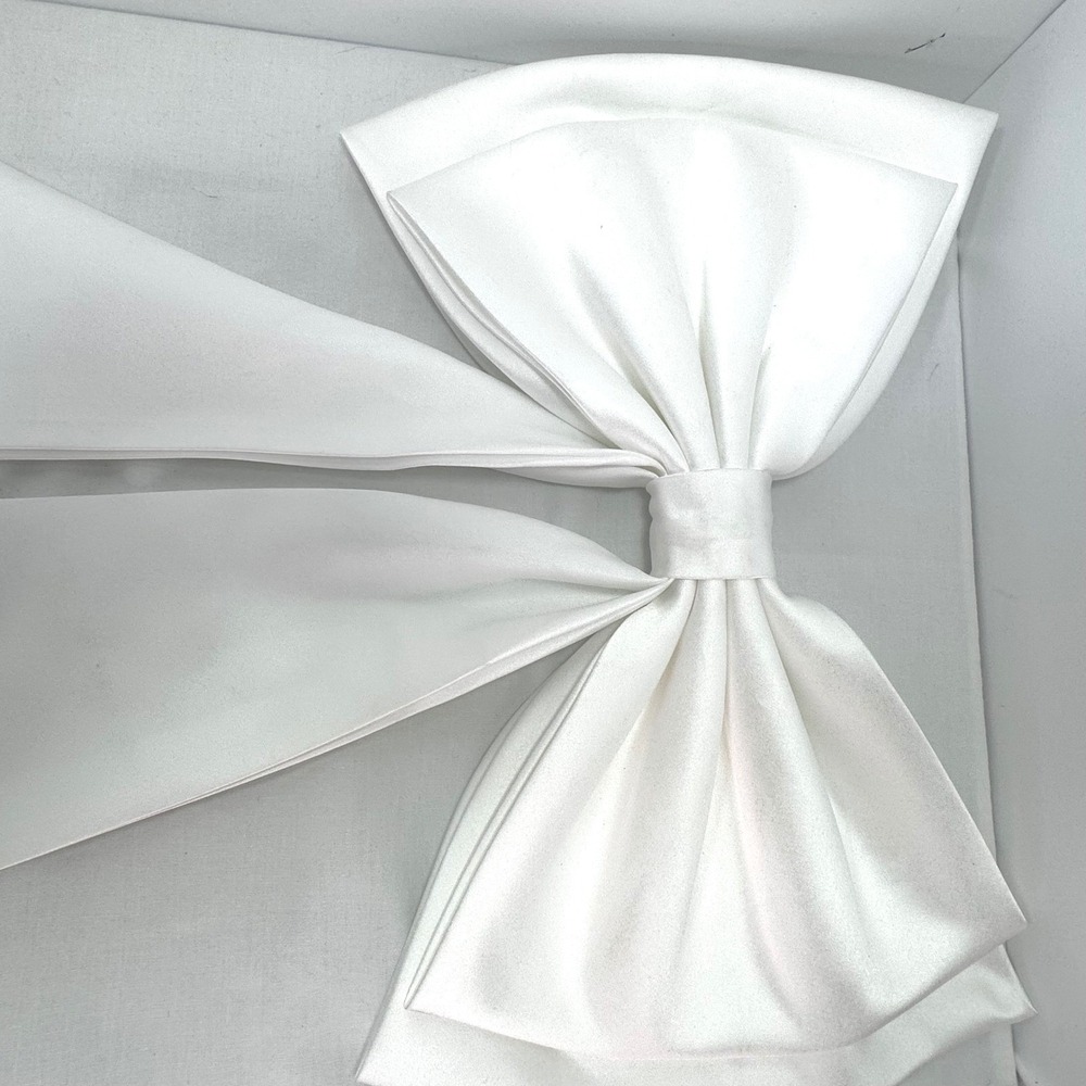 Oversized White Satin Bridal Bow Dress Embellishment Hair Accessory 14x24 Inch - Picture 6 of 8